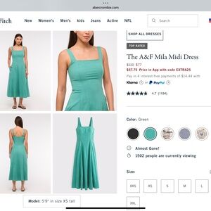 Abercrombie & Fitch Teal Mila Midi Dress